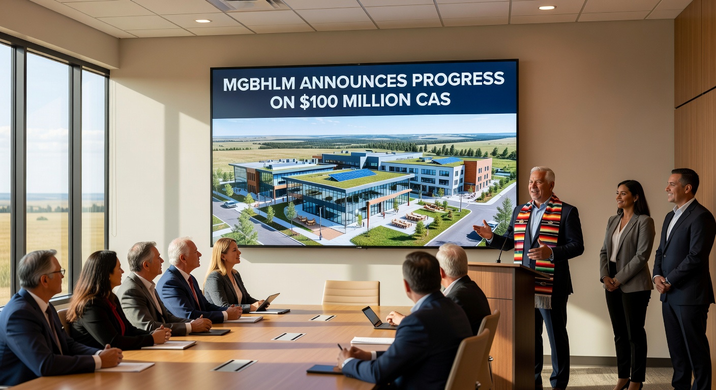 Conceptual rendering of the Gold Eagle Casino relocation, showing the new hotel and convention center integrated into the resort complex