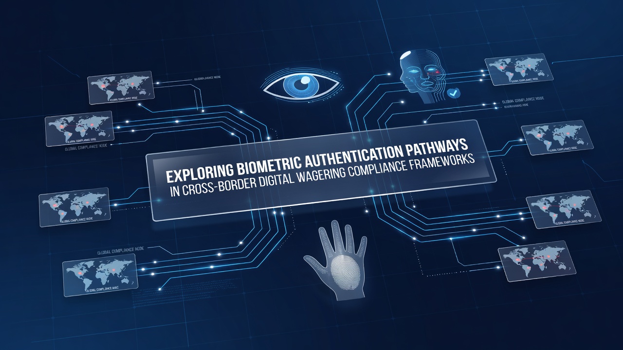 Biometric authentication interface used in digital wagering platforms for cross-border compliance verification