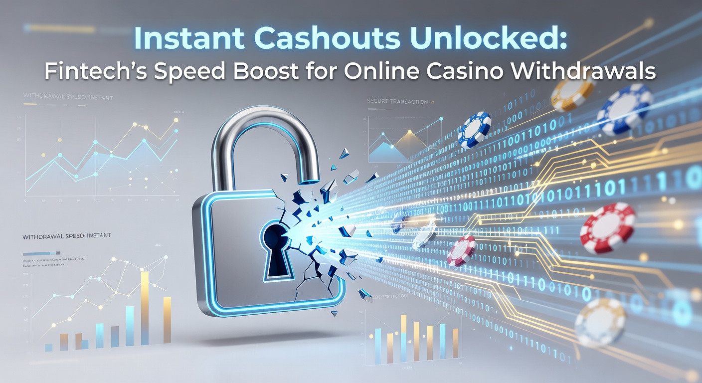 Digital graphic showing lightning-fast money transfers from online casino to bank account, symbolizing instant cashouts powered by fintech